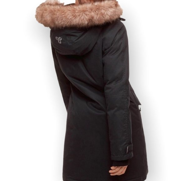TNA Black Aspen Parka Long Brown Fur Trim Winter Jacket - Picture 2 of 16